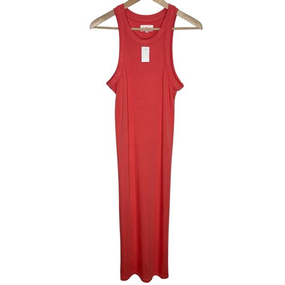 Lou & Grey Womens Signature Soft Midi Maxi Dress Small Coral Side Slits Comfort - Picture 1 of 11